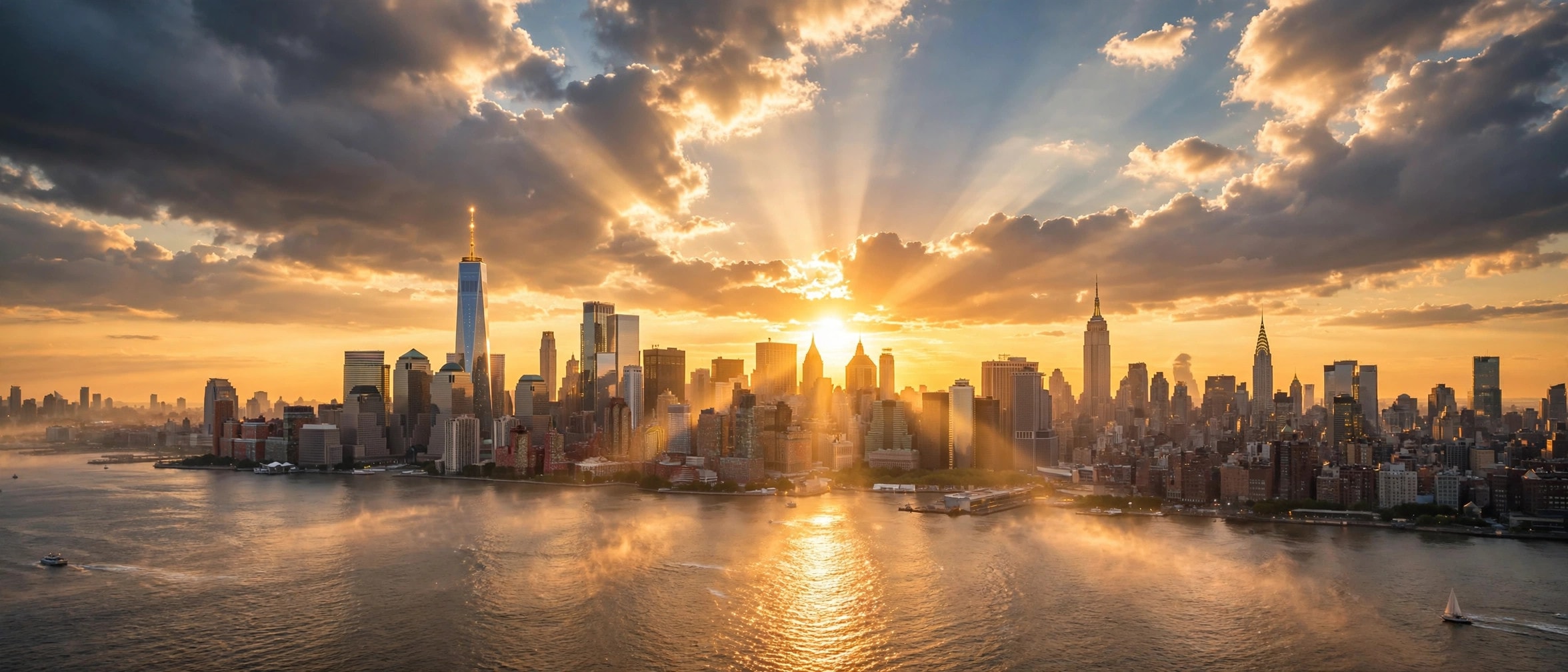 Dawn Over Manhattan — golden sunrise over the New York City skyline